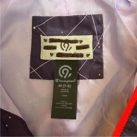 Champion Constellation Rain Cape Hooded Purple Kids Girls Front Zip Pockets 7/8 - Picture 6 of 7